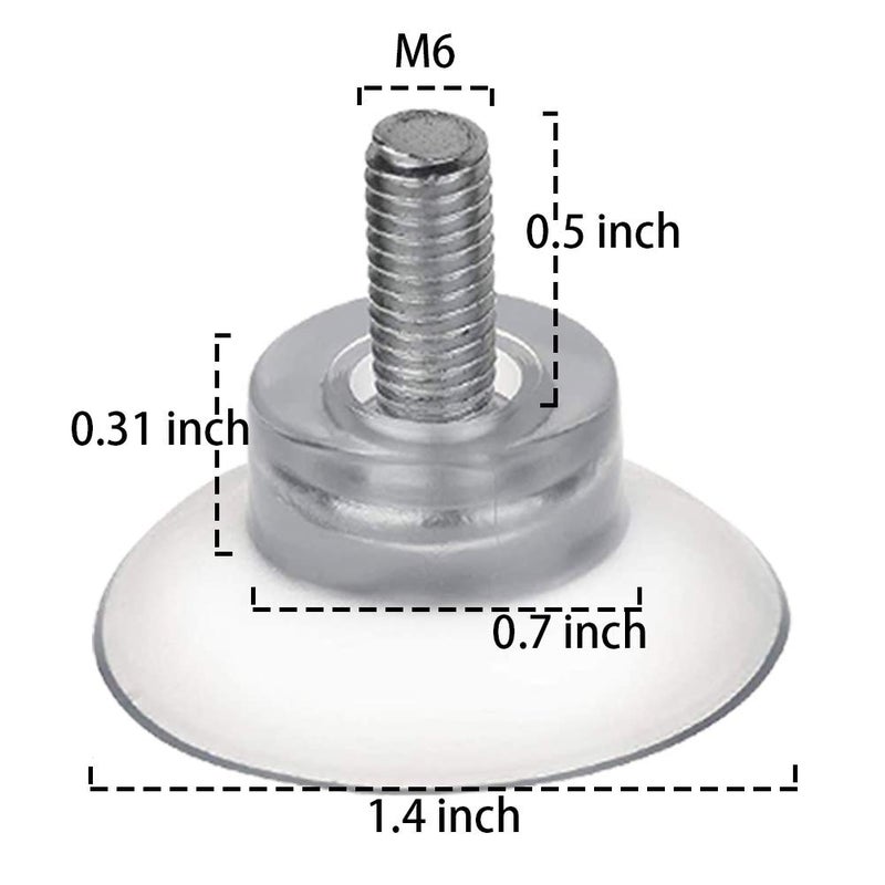 BLUECELL 10 PCS Rubber Strong Suction Cup Replacements for Glass Table Tops with M6 Screw - Image 2